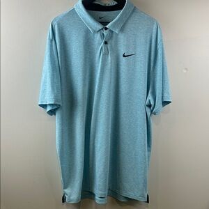 Nike Men's Aqua Heather Polo with Black Swoosh